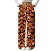 Halloween Pajama Pants for Women Halloween Pumpkin Print Fuzzy Sleep Pants for Women Warm Cozy Pj Bottoms Lounge Pants P