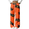 Halloween Pajama Pants for Women Halloween Pumpkin Print Fuzzy Sleep Pants for Women Warm Cozy Pj Bottoms Lounge Pants P