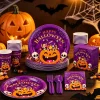 Halloween Paper Plates for Halloween Party Decoration Disposable Cups Napkins Table Cover for Halloween Banner Birthday