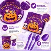 Halloween Paper Plates for Halloween Party Decoration Disposable Cups Napkins Table Cover for Halloween Banner Birthday