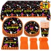 Halloween Paper Plates for Halloween Party Decoration Disposable Cups Napkins Table Cover for Halloween Banner Birthday