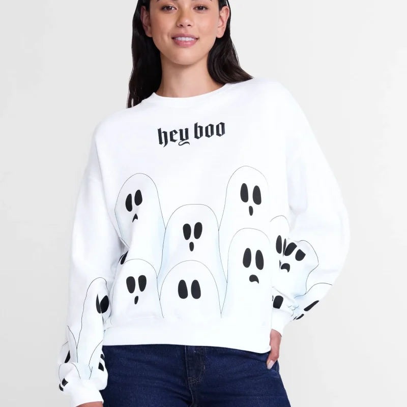 Halloween Women's Hey Boo Graphic Sweatshirt with Long Sleeves
