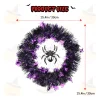 Halloween Wreath Halloween Spider Decorations Wreath with Lights, Halloween Spider Garland LED Halloween Door Wreath for