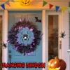 Halloween Wreath Halloween Spider Decorations Wreath with Lights, Halloween Spider Garland LED Halloween Door Wreath for