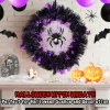 Halloween Wreath Halloween Spider Decorations Wreath with Lights, Halloween Spider Garland LED Halloween Door Wreath for