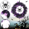 Halloween Wreath Halloween Spider Decorations Wreath with Lights, Halloween Spider Garland LED Halloween Door Wreath for