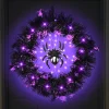 Halloween Wreath Halloween Spider Decorations Wreath with Lights, Halloween Spider Garland LED Halloween Door Wreath for
