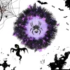 Halloween Wreath Halloween Spider Decorations Wreath with Lights, Halloween Spider Garland LED Halloween Door Wreath for