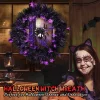 Halloween Wreath Halloween Spider Decorations Wreath with Lights, Halloween Spider Garland LED Halloween Door Wreath for