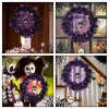Halloween Wreath Halloween Spider Decorations Wreath with Lights, Halloween Spider Garland LED Halloween Door Wreath for