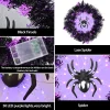 Halloween Wreath Halloween Spider Decorations Wreath with Lights, Halloween Spider Garland LED Halloween Door Wreath for