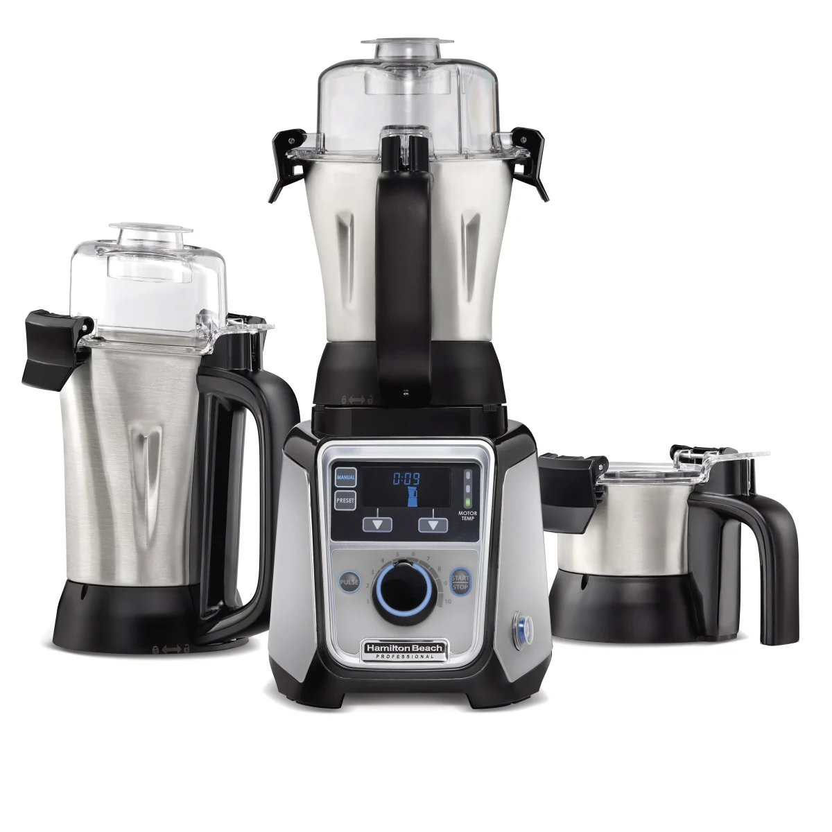 Hamilton Beach Professional Juicer Mixer Grinder 2.2 HP 120V With 3 Stainless Steel Jars, 1.5 Liters - 58770