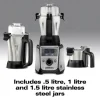 Hamilton Beach Professional Juicer Mixer Grinder 2.2 HP 120V With 3 Stainless Steel Jars, 1.5 Liters - 58770