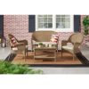 Hampton Bay Rosemont Light Brown Steel Wicker Stackable Outdoor Patio Lounge Chair With Putty Tan Cushion - 65-91-1BR-99