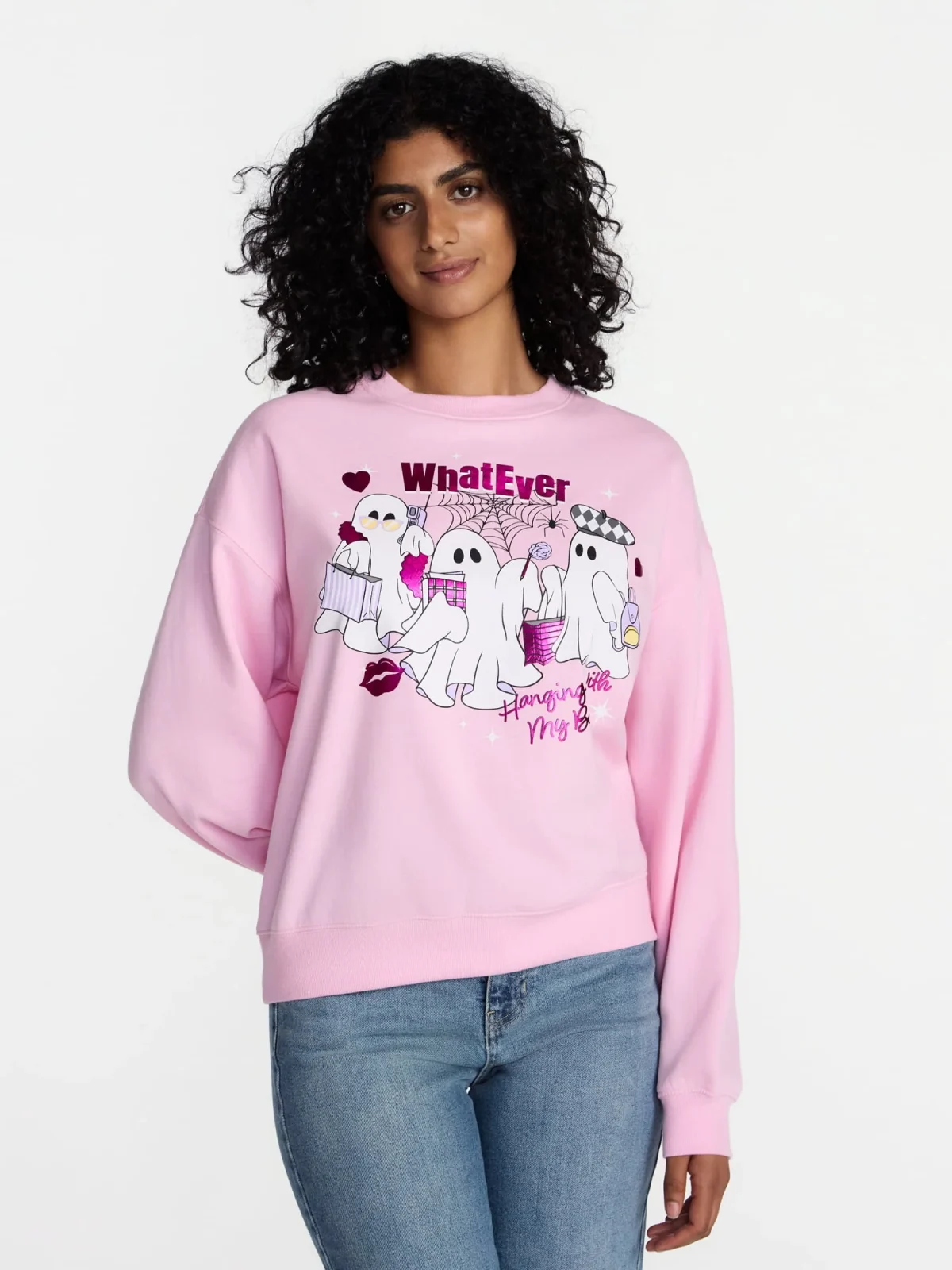 Hanging With My Boos! Women's Halloween Graphic Crew Sweatshirt