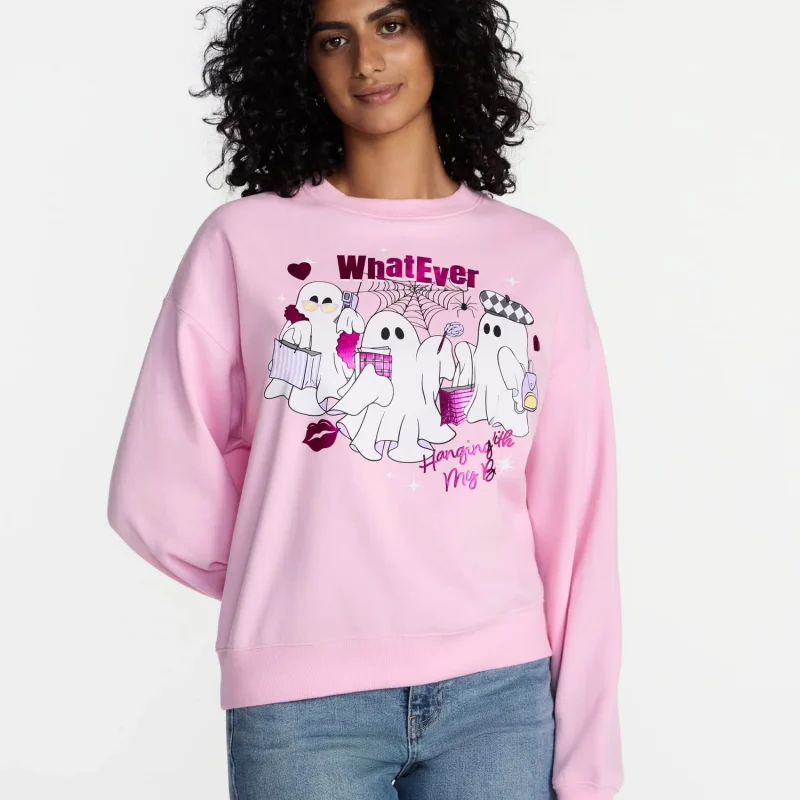 Hanging With My Boos! Women's Halloween Graphic Crew Sweatshirt