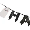Happy Halloween Ghost Paper Banner Decoration, Black and White, 4.9', Halloween by Way To Celebrate