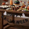 Happy Halloween Ghost Paper Banner Decoration, Black and White, 4.9', Halloween by Way To Celebrate