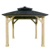 Hardtop Patio Gazebo, 10 x 10 FT, Gray, Wood And Steel