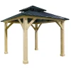 Hardtop Patio Gazebo, 10 x 10 FT, Gray, Wood And Steel