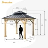 Hardtop Patio Gazebo, 10 x 10 FT, Gray, Wood And Steel