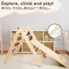 HARPPA Foldable 2-in-1 Wooden Pikler Triangle Climbing Arch With Ramp And Slide - Five Adjustable Angles