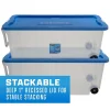 HART 200 Quart Latching Rolling Plastic Storage Bin Container With Pull Handle - Clear
