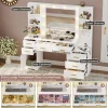 Hasuit Vanity Desk With Lighted Mirror, 48.8 in, White, 6 Drawers, 4 Shelves, 1 Storage Cabinet