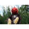 Haunted Hill Farm Life-Size Poseable 6.7-Ft. Pumpkin Scarecrow with Lights and Sound, Indoor or Covered Outdoor Hallowee