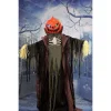 Haunted Hill Farm Life-Size Poseable 6.7-Ft. Pumpkin Scarecrow with Lights and Sound, Indoor or Covered Outdoor Hallowee