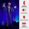 Haunted Hill Farm Life-Size Poseable 6.7-Ft. Pumpkin Scarecrow with Lights and Sound, Indoor or Covered Outdoor Hallowee
