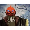 Haunted Hill Farm Life-Size Poseable 6.7-Ft. Pumpkin Scarecrow with Lights and Sound, Indoor or Covered Outdoor Hallowee