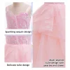 HAWEE Dress Costume for Girls, Pink Tulle and Sequin Dress for Kids Christmas Halloween Cosplay Costumes