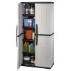 HDX Gray Plastic Freestanding Garage Cabinet With Adjustable Shelves And Lockable Doors, 35in W X 71in H X 18in D