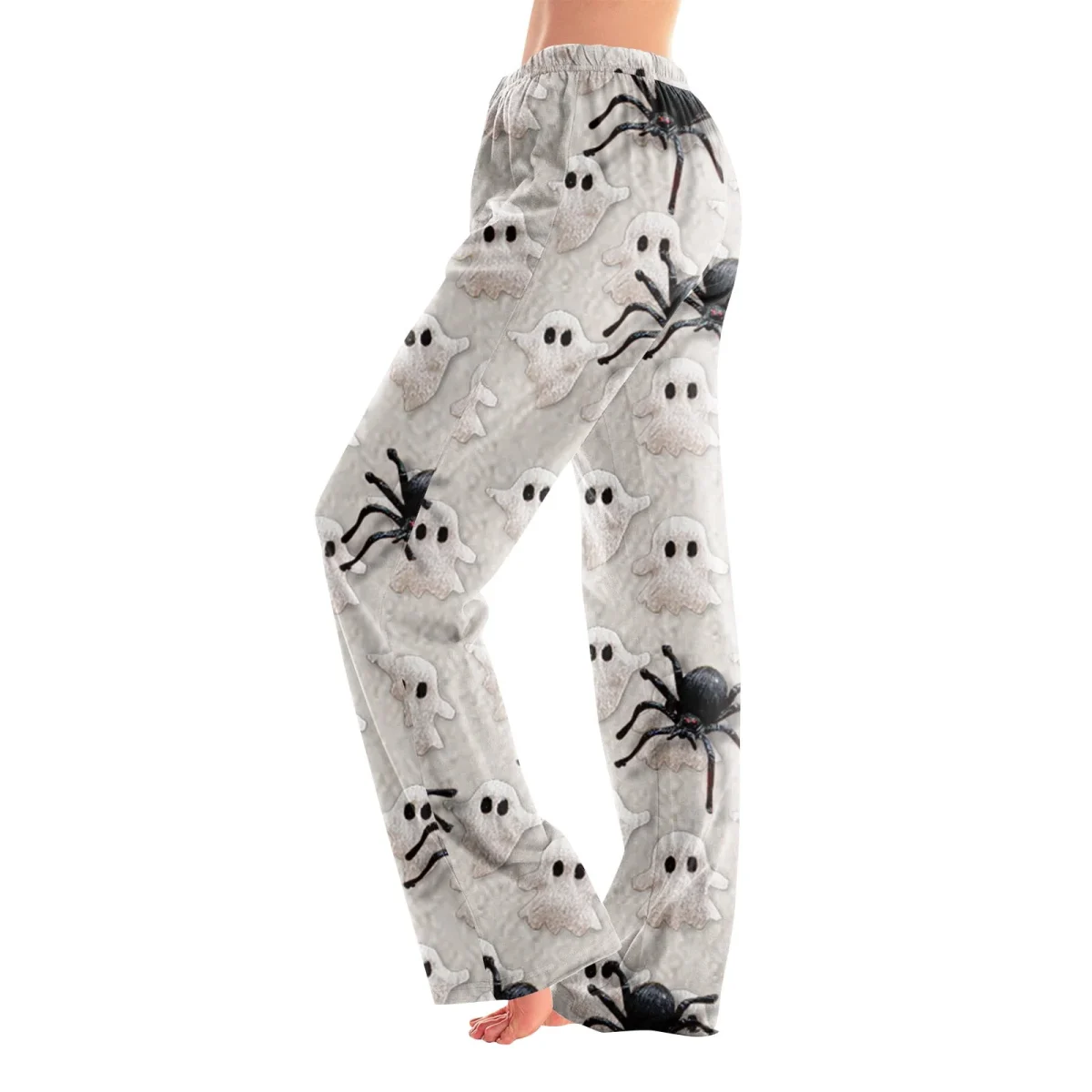 Hearthz Halloween Flannel Pajama Pants Women Plush Fuzzy Pajama Pants for Women Plaid Warm Cozy Pj Bottoms Lounge Pants