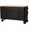 Heavy Duty 61 in. W x 23 in. D 15-Drawer Mobile Workbench With Solid Wood Top