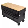 Heavy Duty 61 in. W x 23 in. D 15-Drawer Mobile Workbench With Solid Wood Top