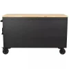 Heavy Duty 61 in. W x 23 in. D 15-Drawer Mobile Workbench With Solid Wood Top