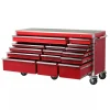 Heavy-Duty 72 in W x 24 in D 15-Drawer Mobile Workbench With Stainless Steel Top - Red
