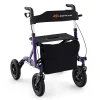 Heavy-Duty Foldable Rollator Walker With 9.5in Pneumatic Wheels, Built-In Seat, Blue Or Purple