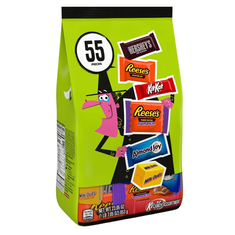 Hershey Assorted Chocolate, Halloween Candy Variety Bag, 23.05 oz (55 Pieces)