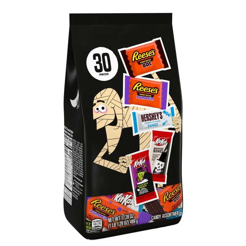 Hershey's, Kit Kat and Reese's Assorted, Halloween Candy Variety Bag, 17.28 oz (30 Pieces)