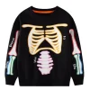 HILEELANG Boys Skeleton Graphic Black Sweatshirt, Sizes 2-7 Years