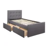 Hillsdale Living Essentials Upholstered Twin Platform Bed With 2 Storage Drawers, Gray