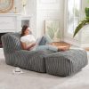 Hobestluk Bean Bag Lounger Chair With Ottoman, Faux Fur, Memory Foam Fill