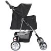 HomGarden 4 Wheel Foldable Pet Stroller Carrier Cart With Storage Basket And Cup Holder - Black