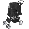 HomGarden 4 Wheel Foldable Pet Stroller Carrier Cart With Storage Basket And Cup Holder - Black