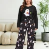 Homlouue Halloween Womens Plus Size Pajama Sets 2-Piece, Cute Ghost Print V-Neck Loungewear with Pockets, Soft Sleepwear