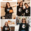 Homlouue Halloween Womens Plus Size Pajama Sets 2-Piece, Cute Ghost Print V-Neck Loungewear with Pockets, Soft Sleepwear