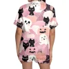 Hpapadks Halloween Pajamas Women Silk Graphic Button Down Short Sleeve Shirts and Shorts 2 Piece Sleepwear Women Pjs Set